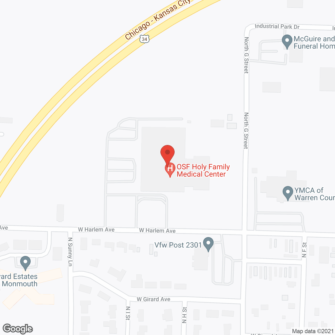 Map of the neighborhood around Community Medical Ctr of W Il