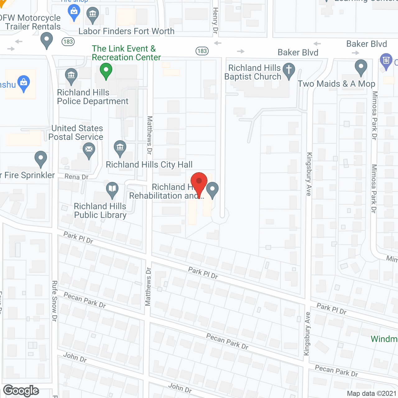 Map of the neighborhood around Richland Hills Nursing and Rehab Center