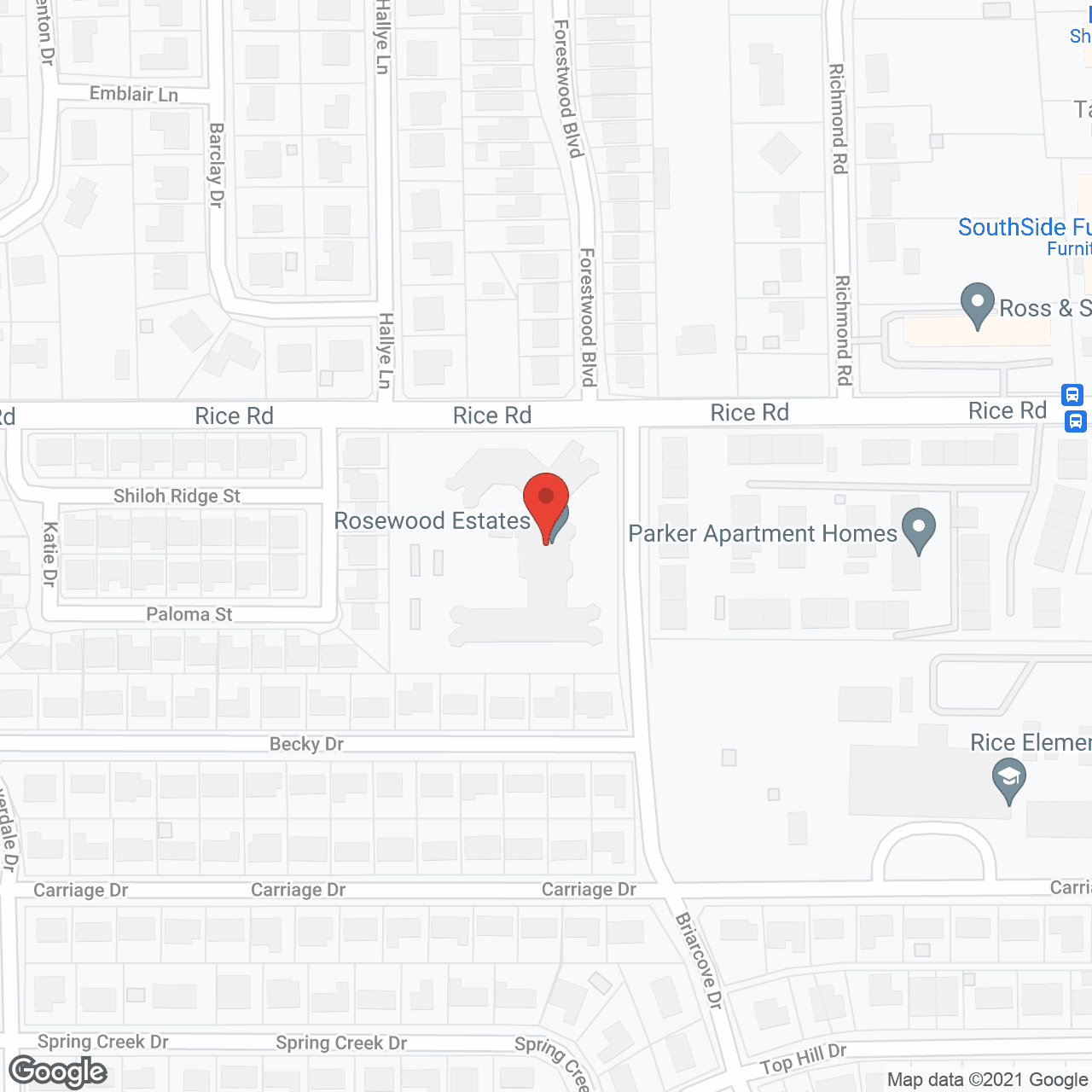 Map of the neighborhood around Asher Point Independent Living of Tyler