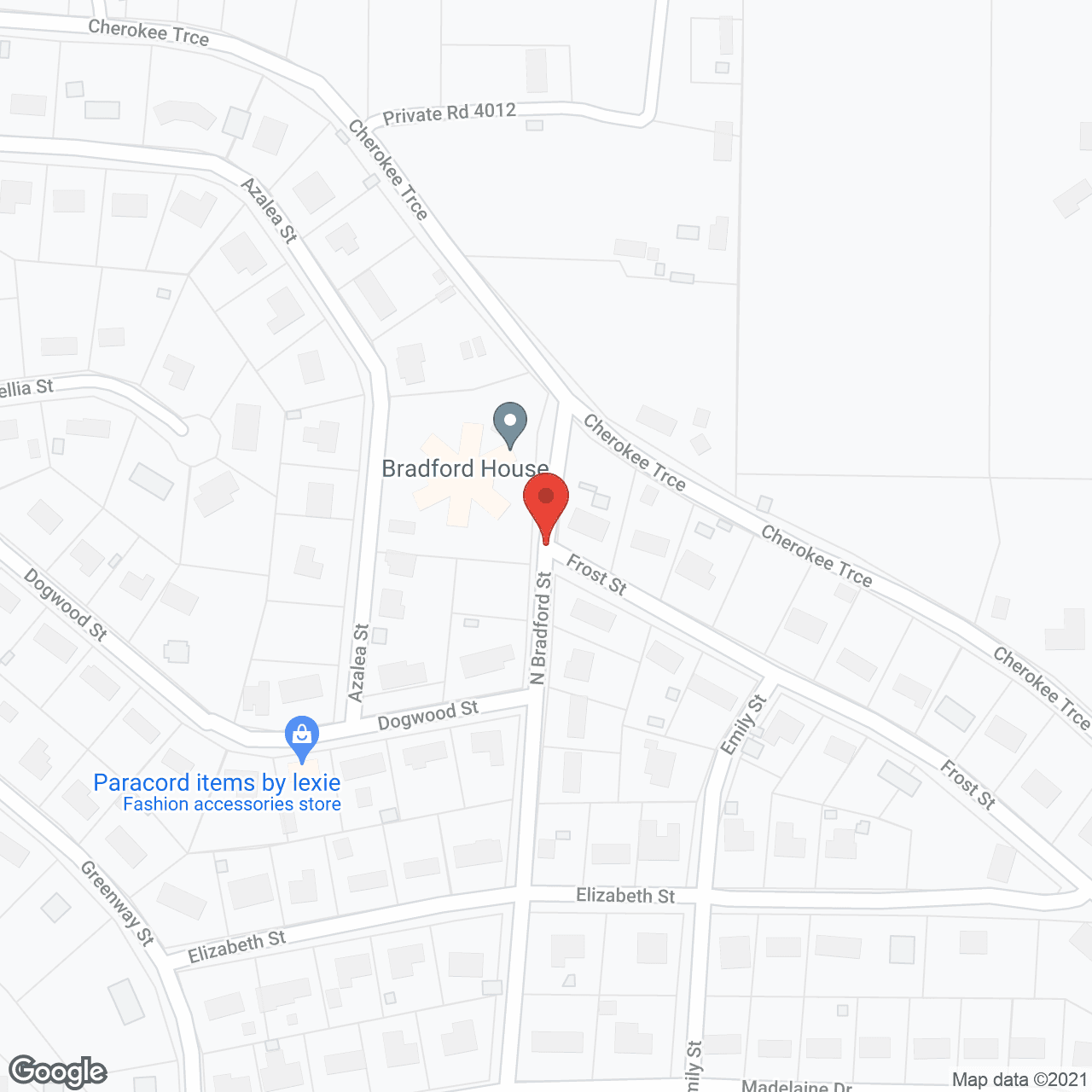 Map of the neighborhood around The Bradford House