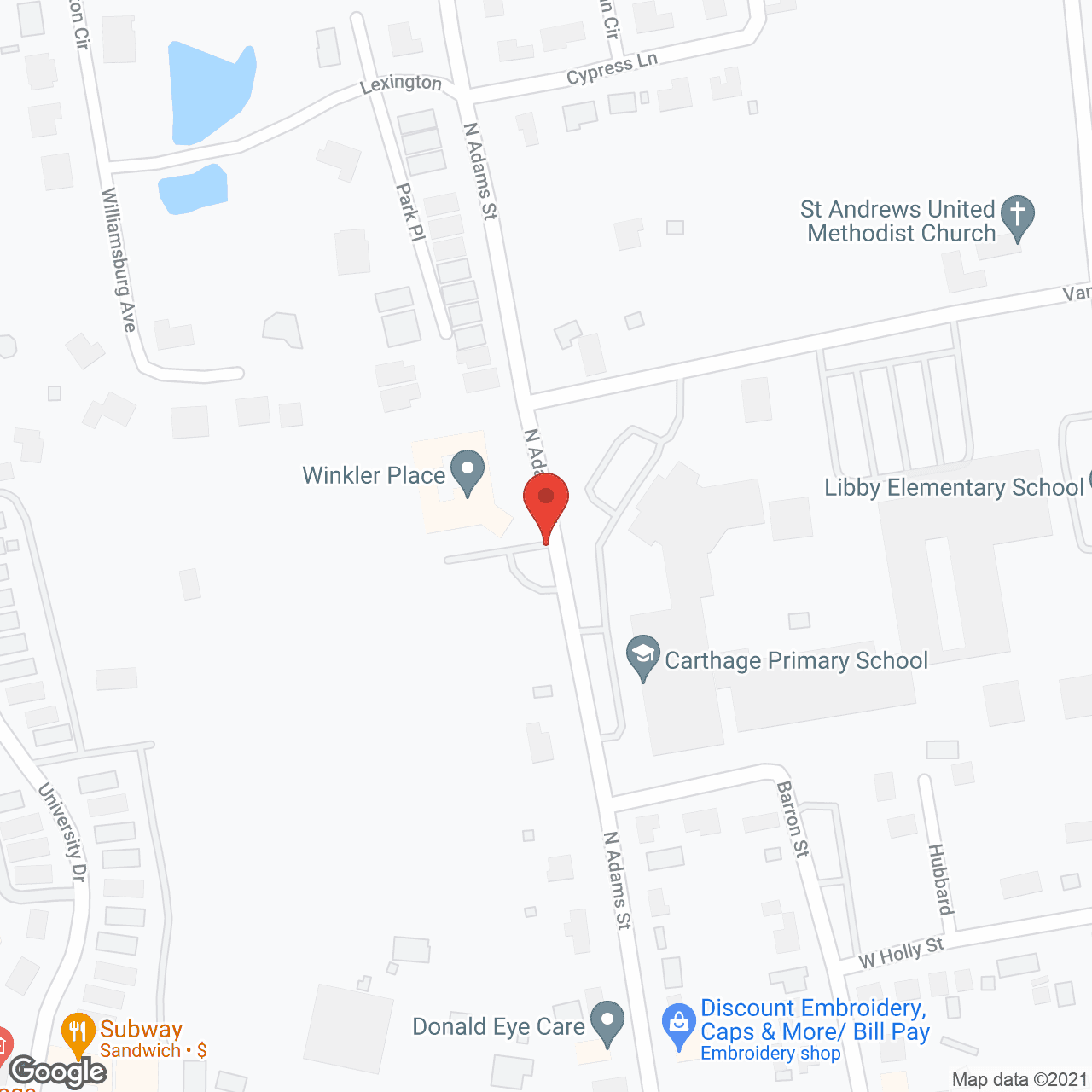Map of the neighborhood around Winkler Court