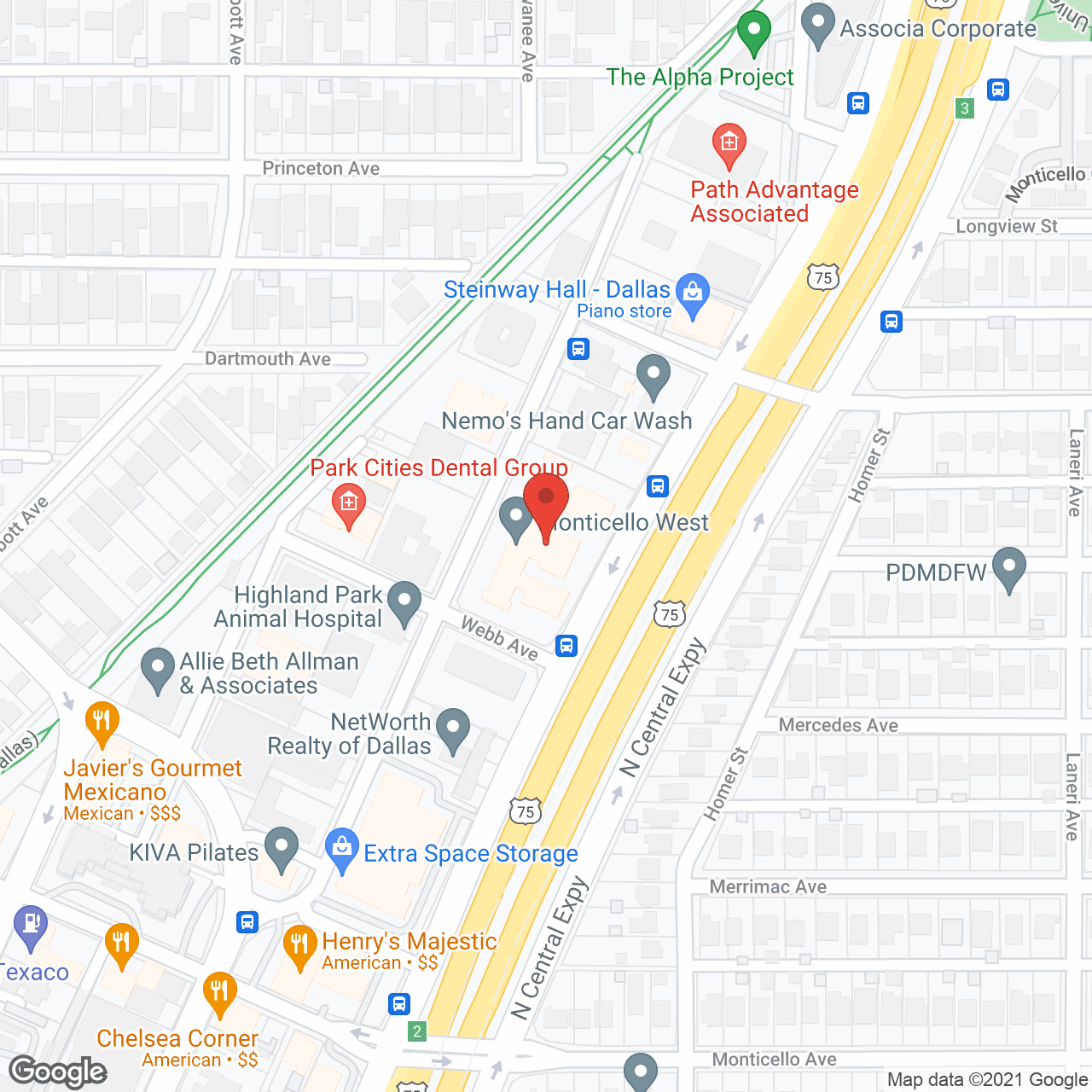 Map of the neighborhood around Monticello West