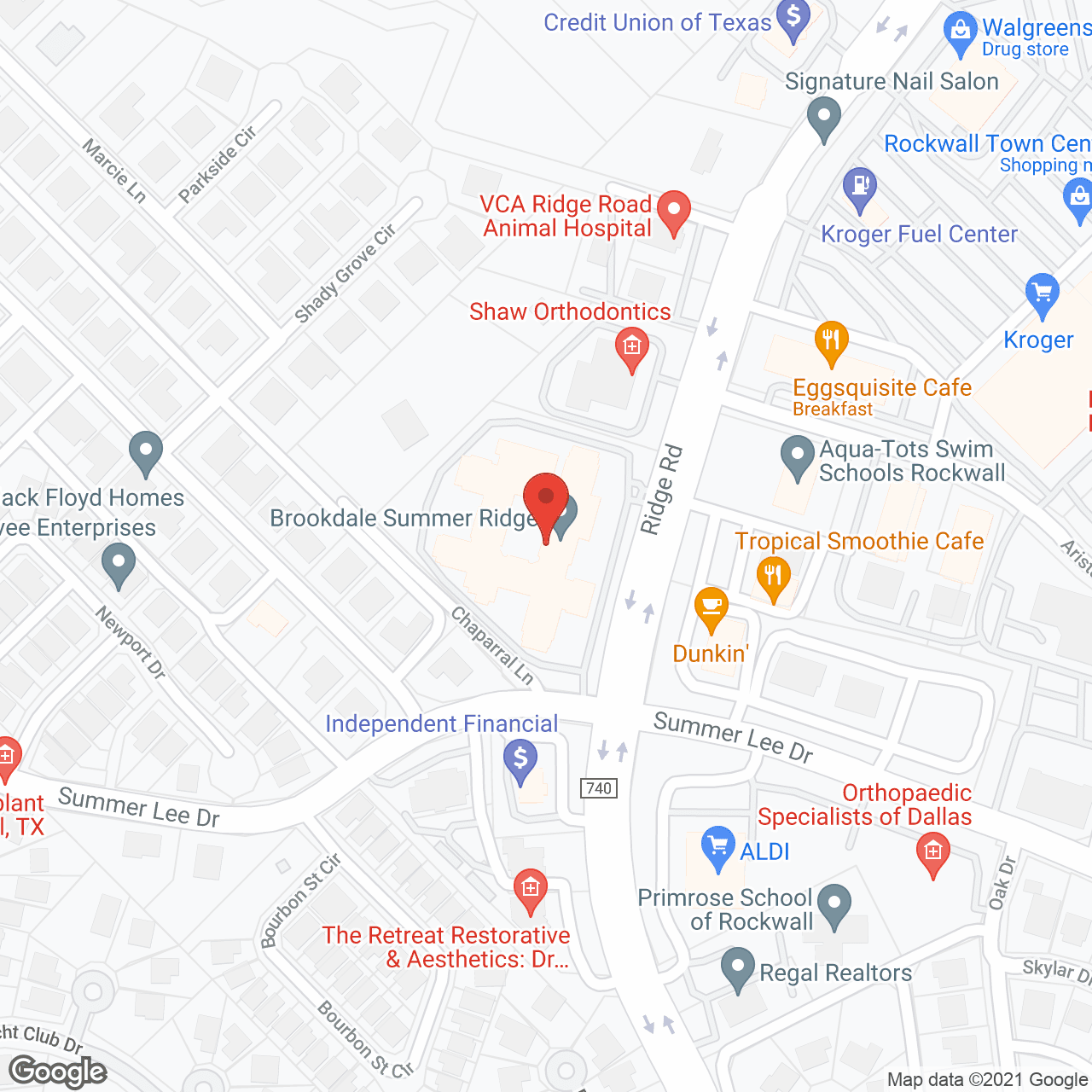 Map of the neighborhood around Brookdale Summer Ridge