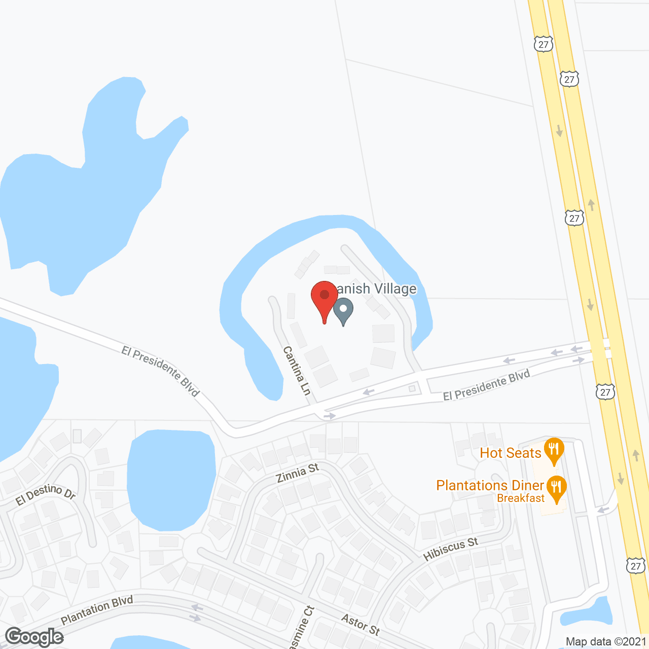Map of the neighborhood around Spanish Village