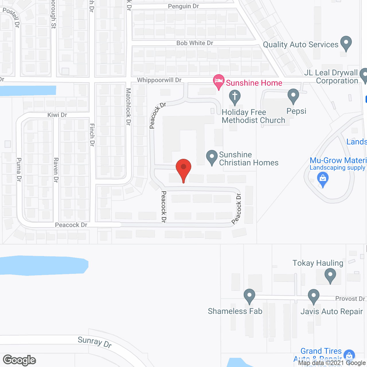 Map of the neighborhood around Sunshine Christian Homes