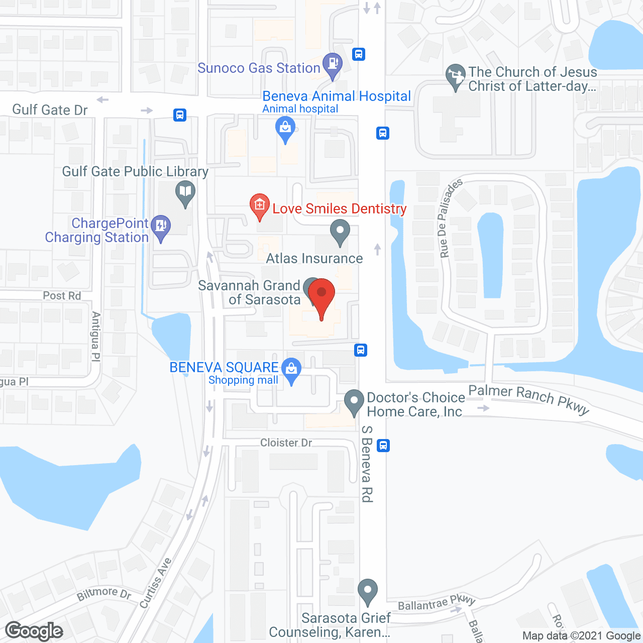 Map of the neighborhood around Savannah Grand of Sarasota