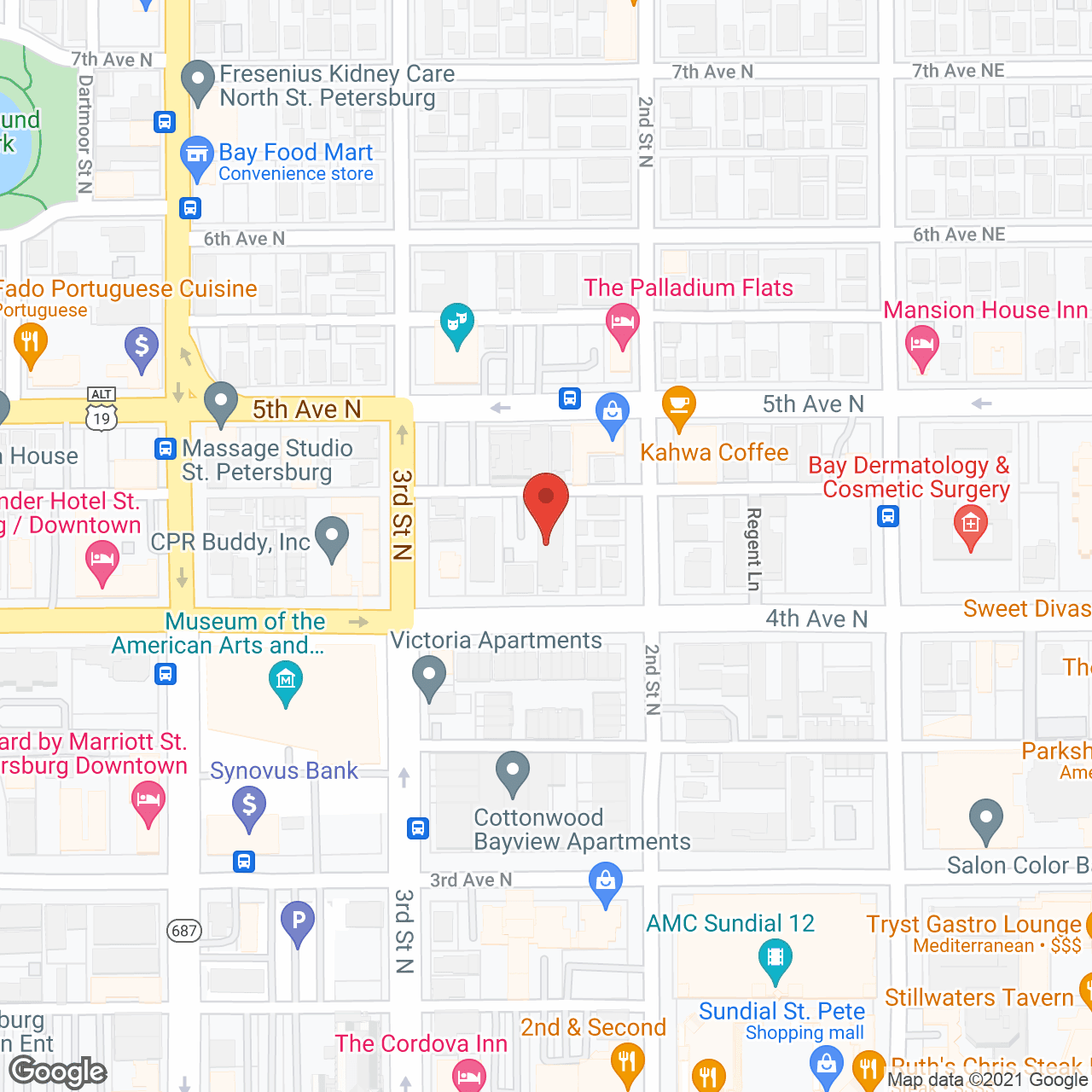 Map of the neighborhood around Park Place of St Petersburg