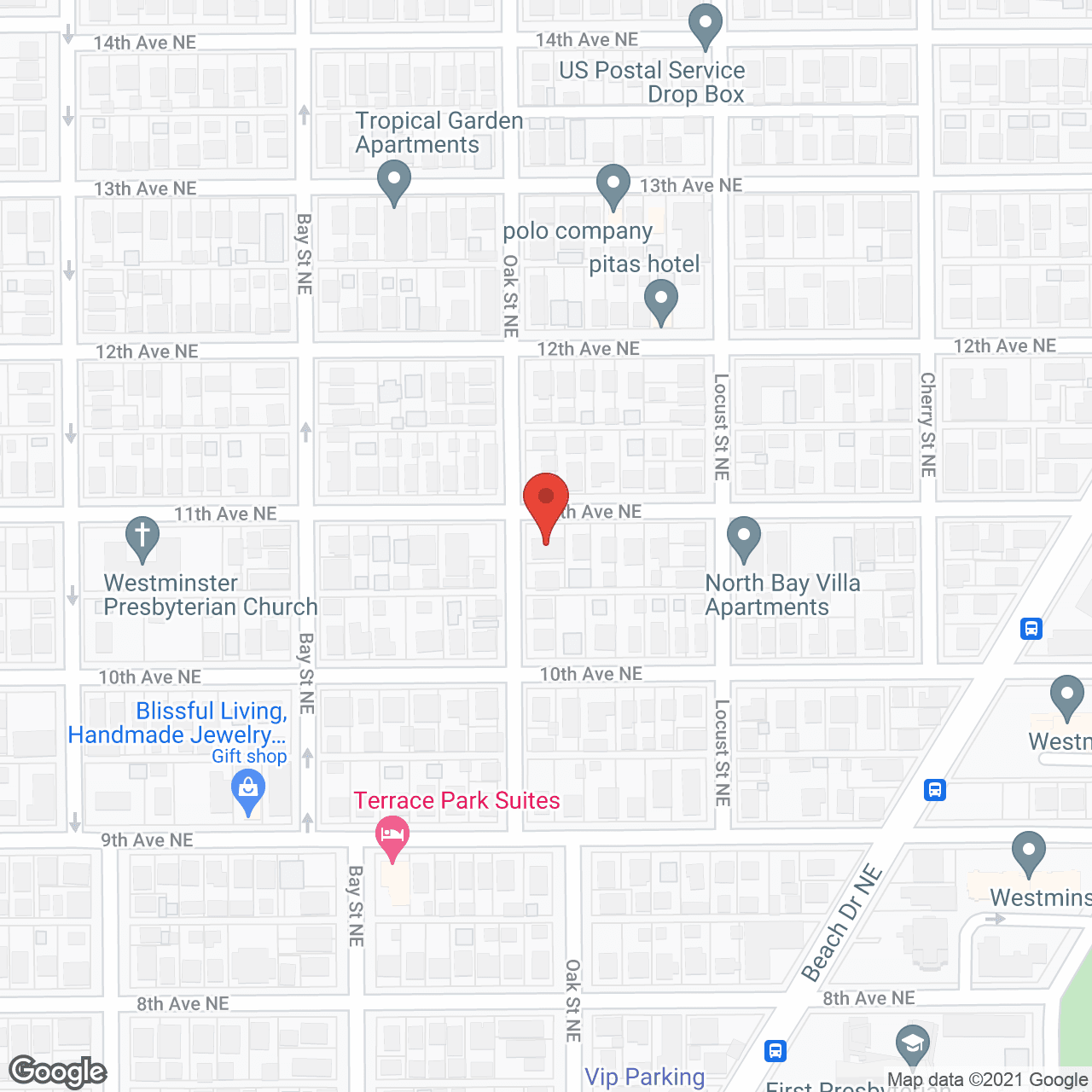 Map of the neighborhood around Four Palm Manor
