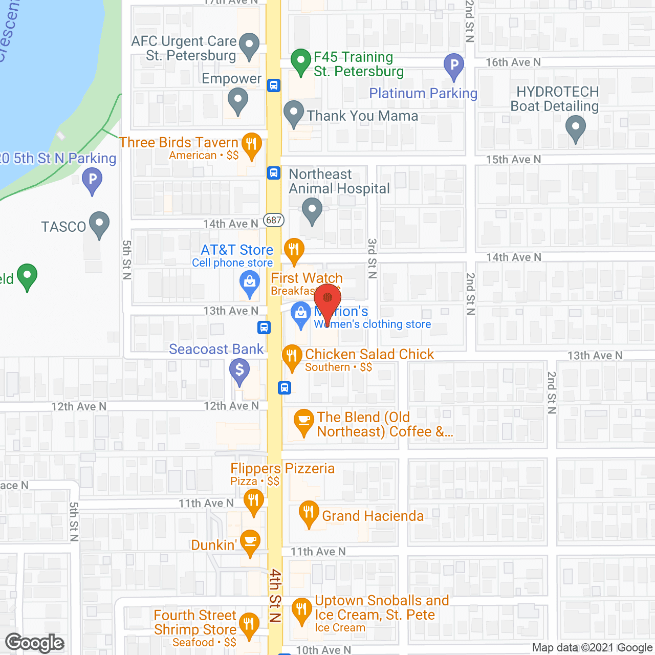 Map of the neighborhood around Concordia Manor