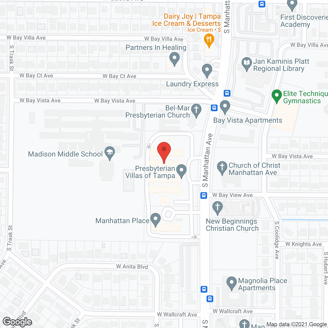 Map of the neighborhood around Presbyterian Villas of Tampa
