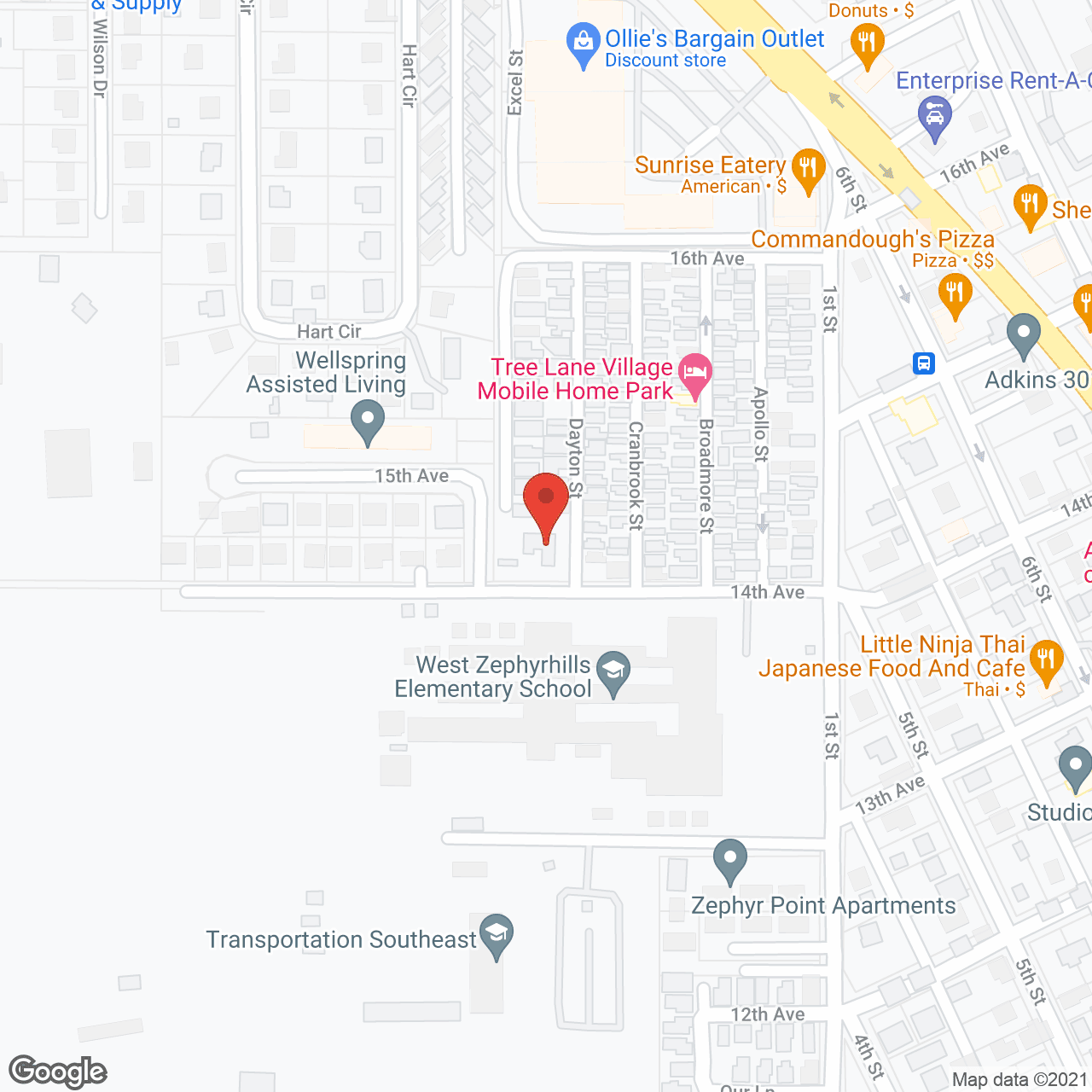 Map of the neighborhood around Tree Lane Village