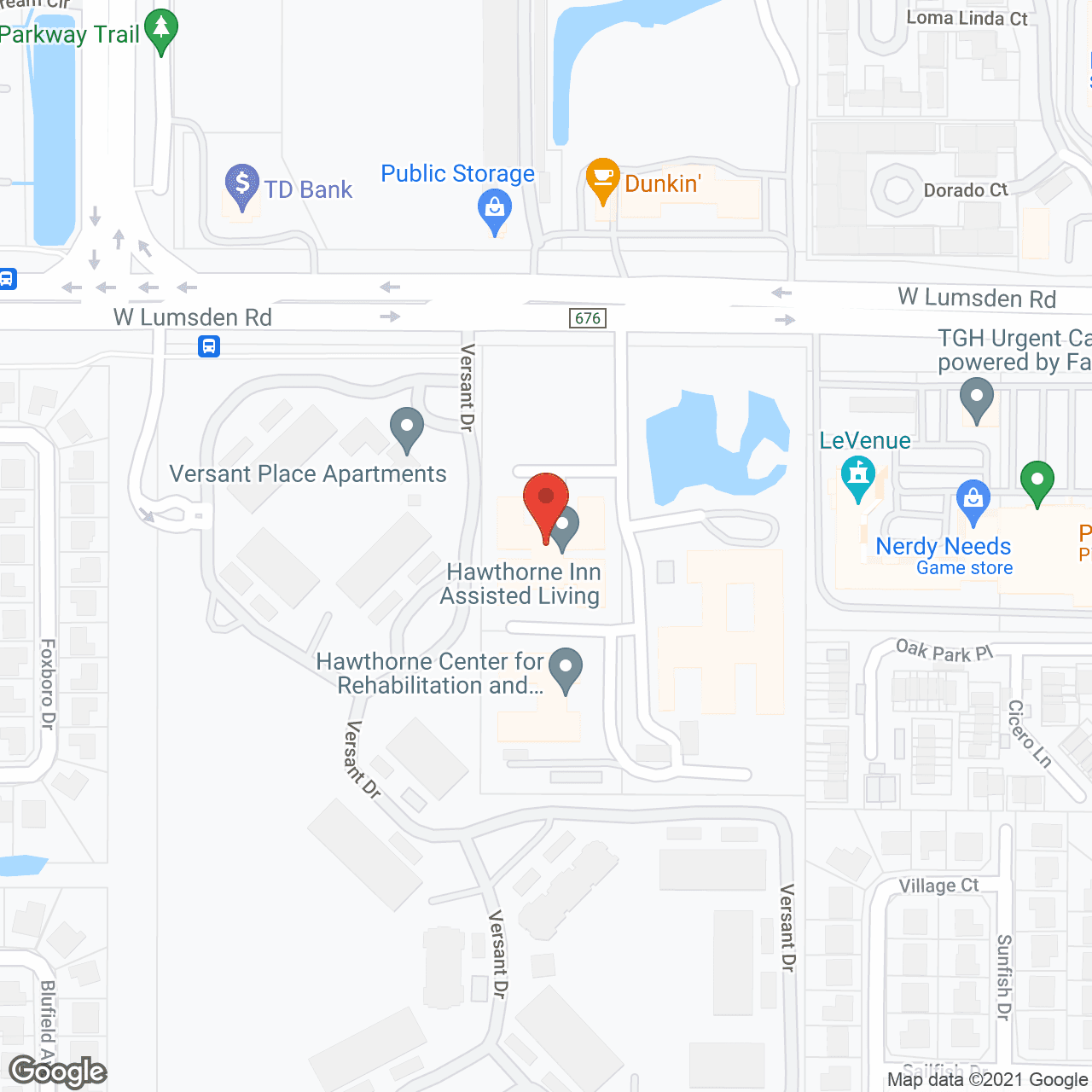 Map of the neighborhood around Hawthorne Inn and Estates of Brandon