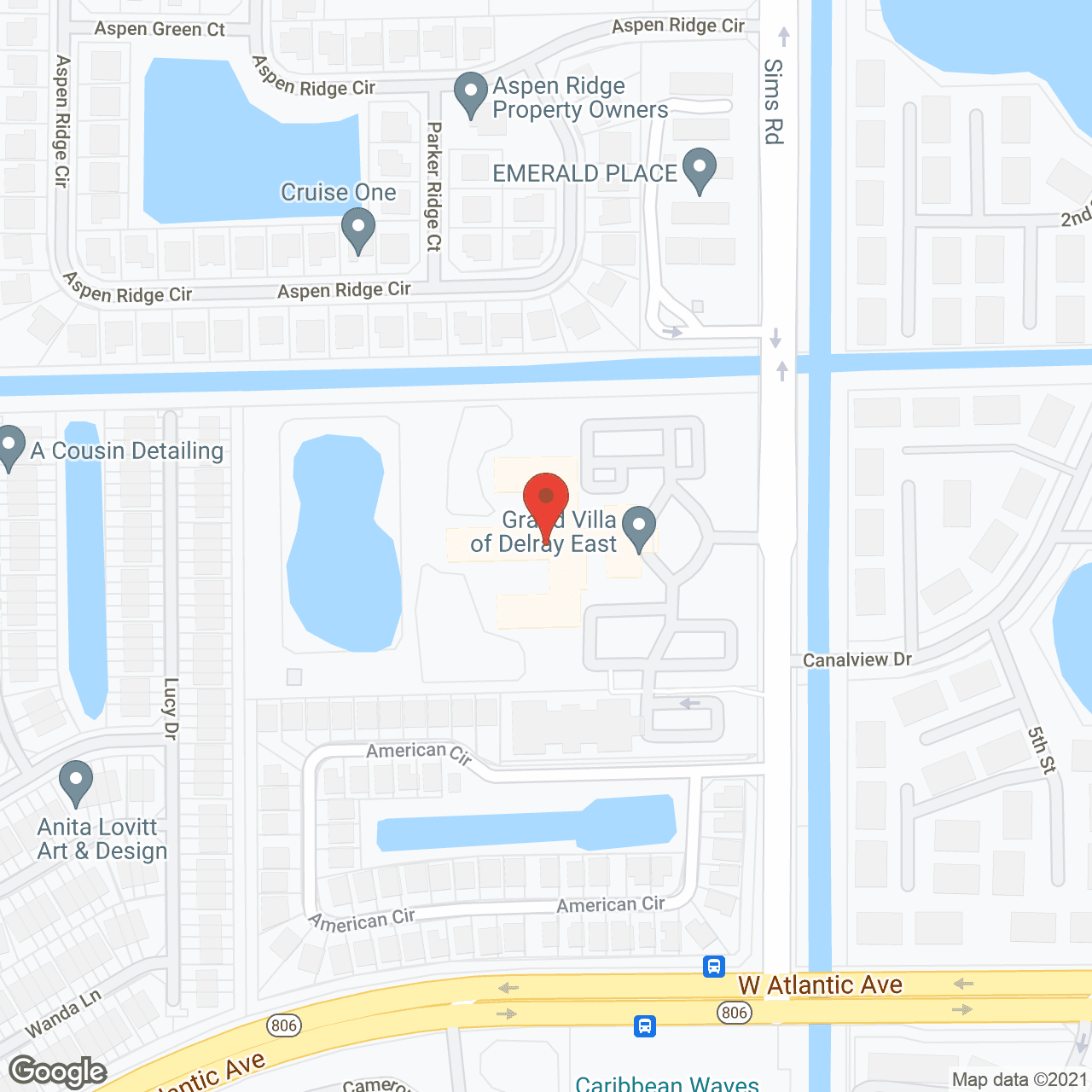Map of the neighborhood around Grand Villa of Delray East