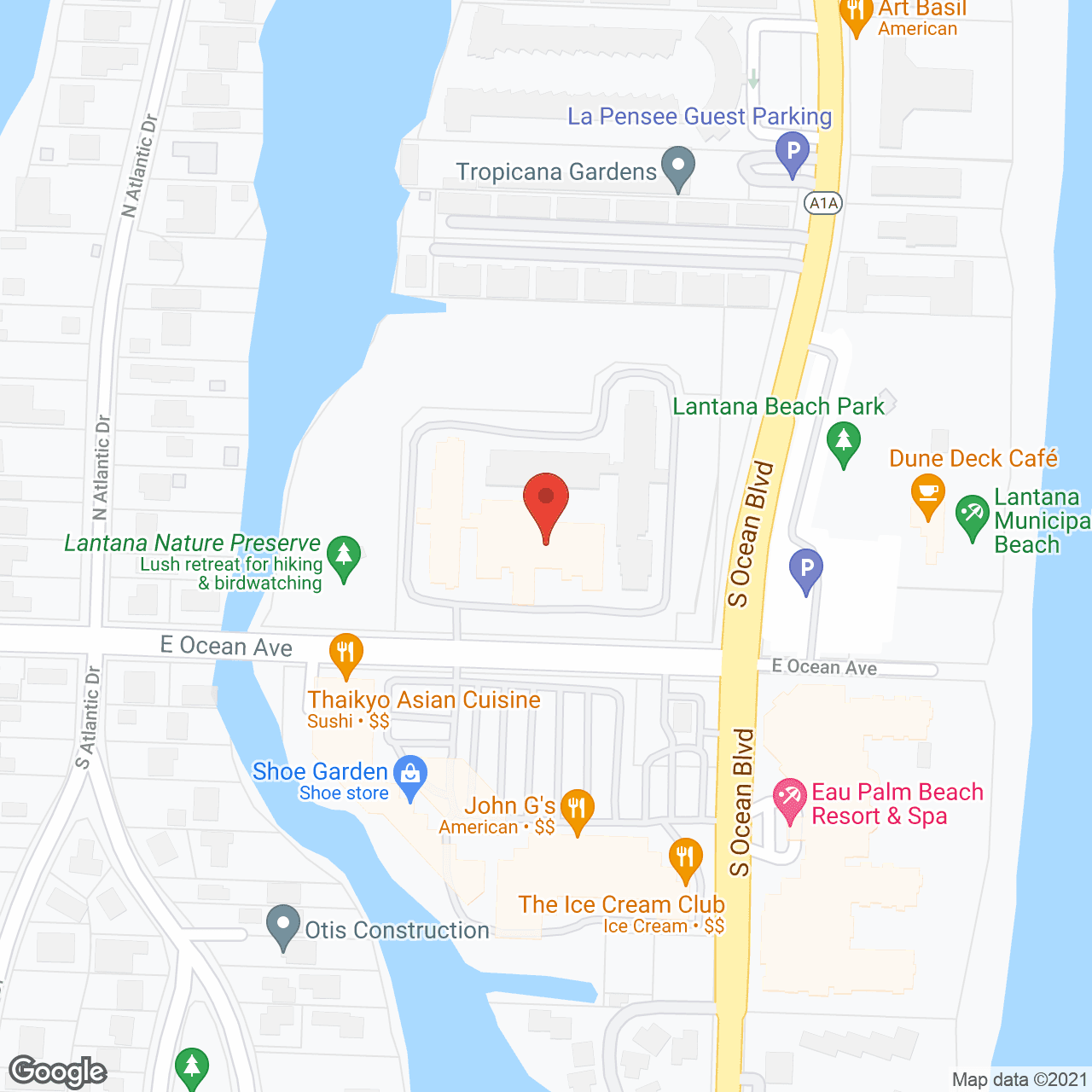 Map of the neighborhood around The Carlisle Palm Beach
