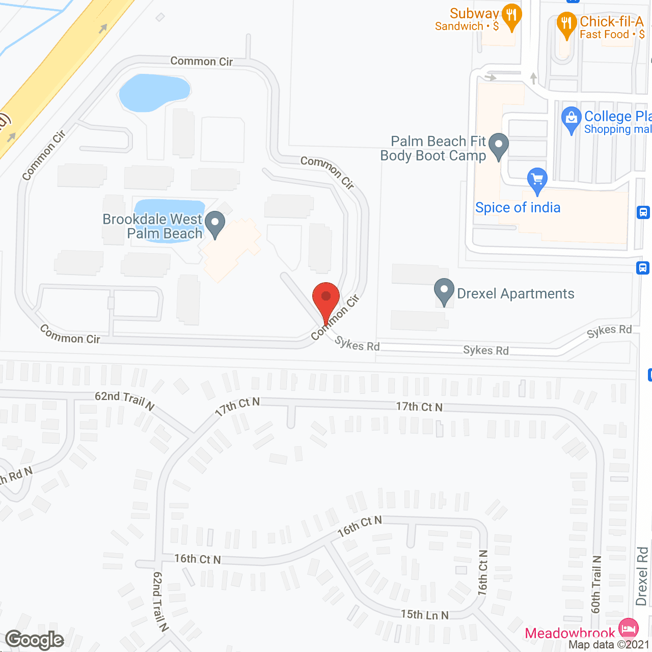 Map of the neighborhood around Brookdale West Palm Beach