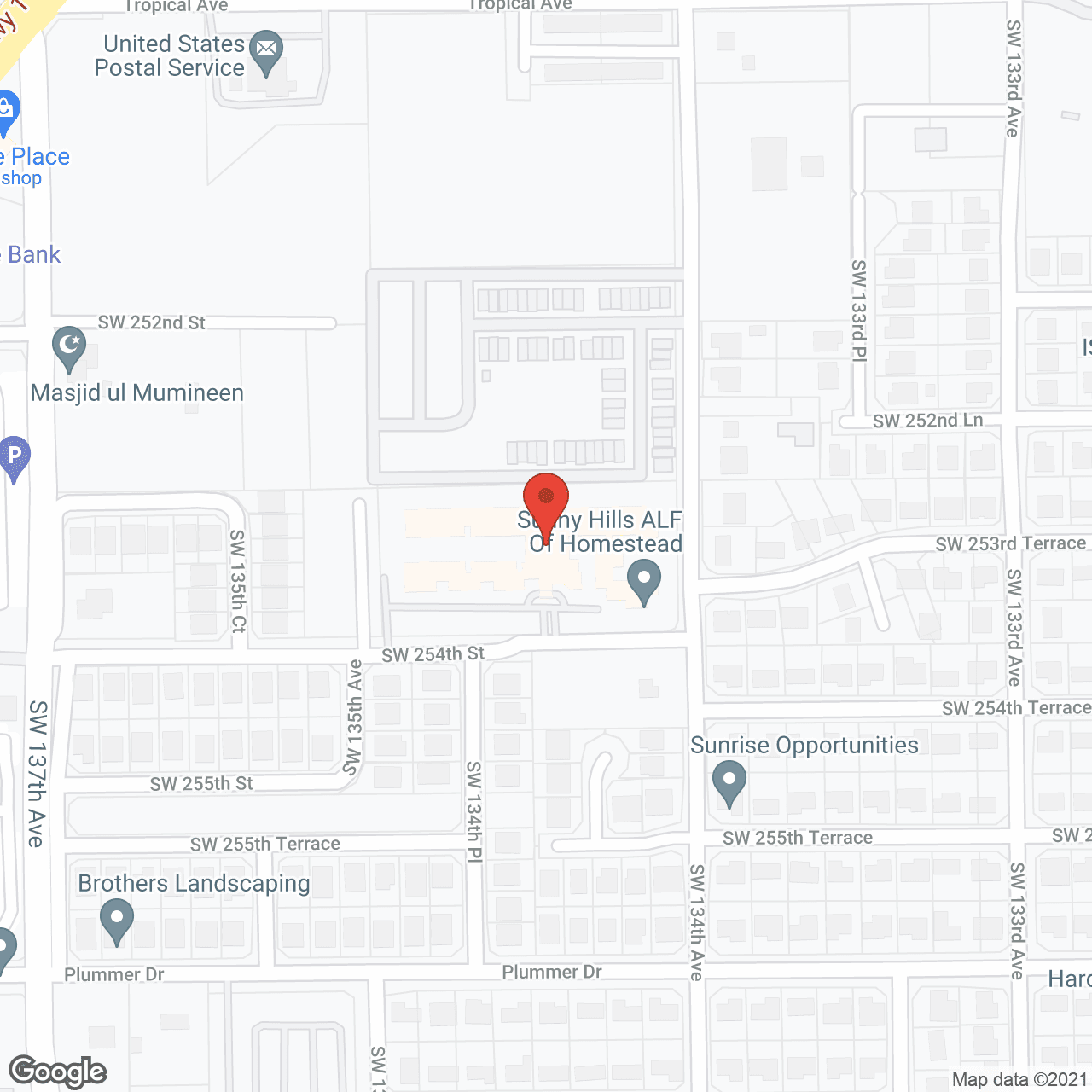 Map of the neighborhood around Sunny Hills of Homestead