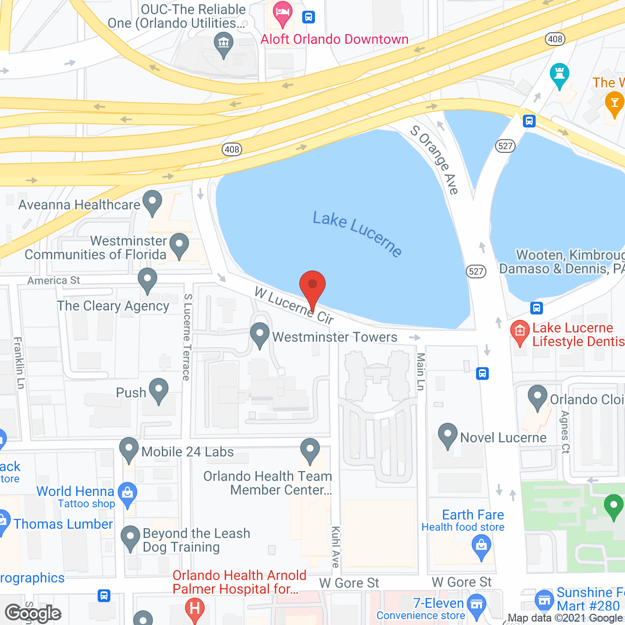 Map of the neighborhood around Westminster Towers a CCRC