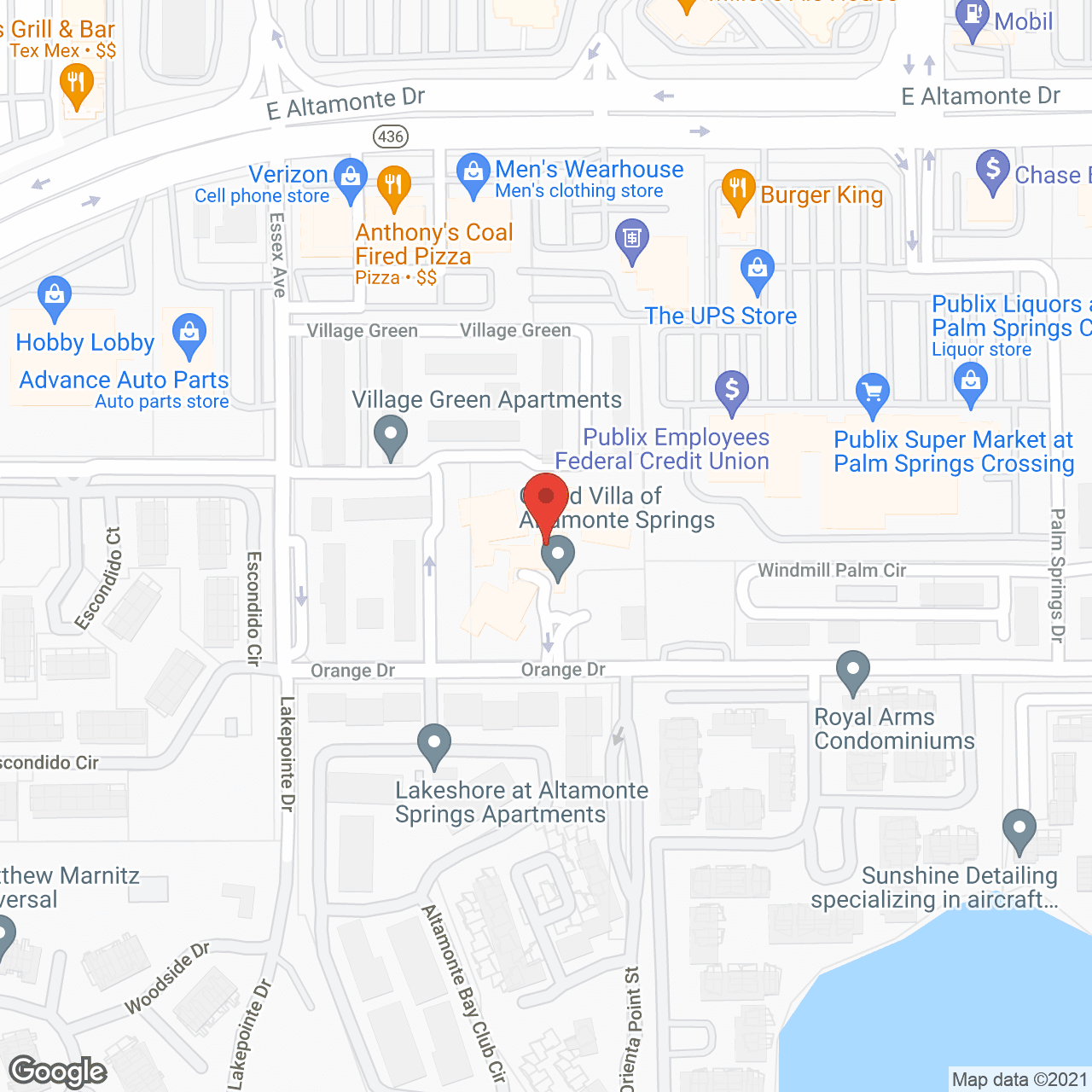 Map of the neighborhood around Grand Villa of Altamonte Springs