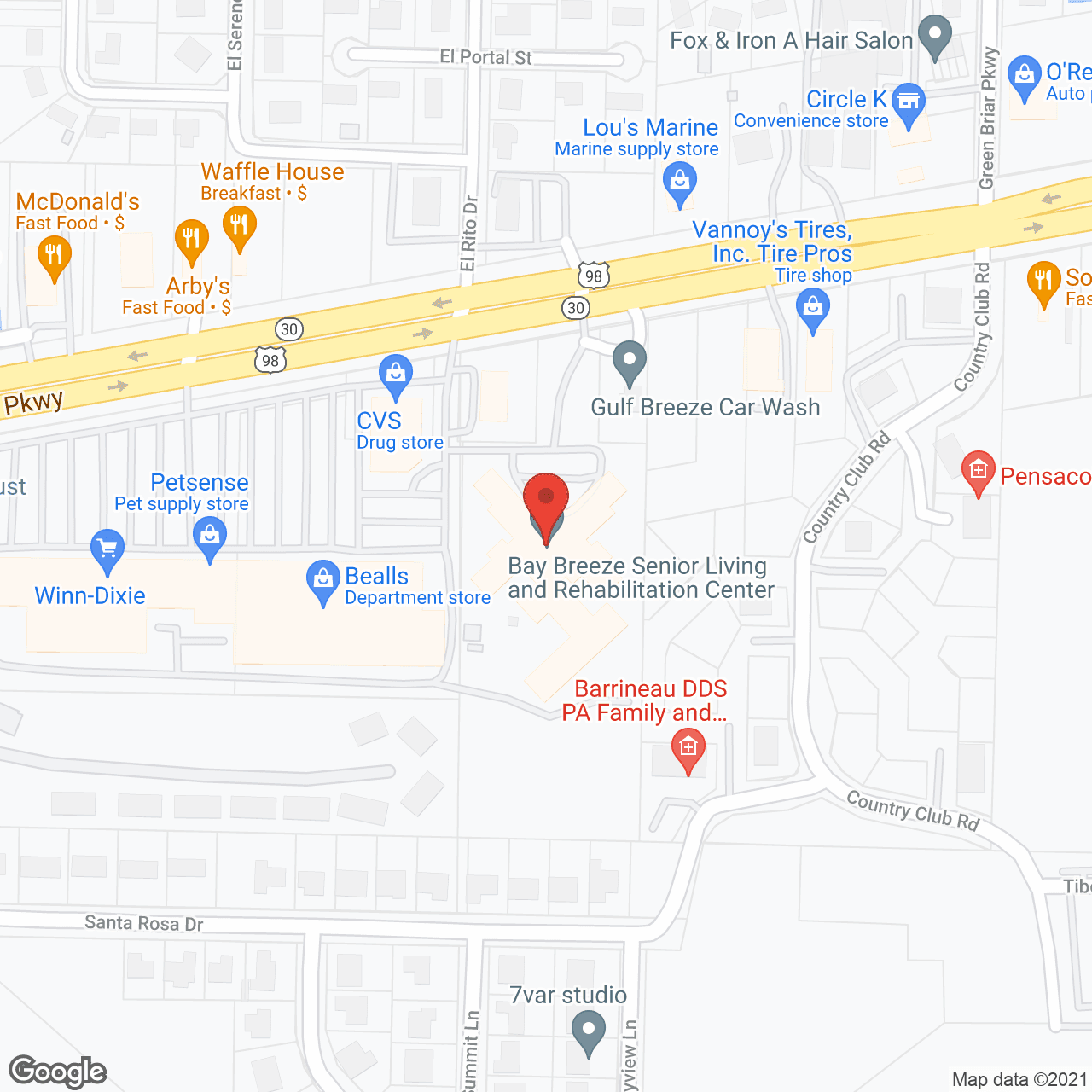 Map of the neighborhood around Bay Breeze Senior Living and Rehabilitation C