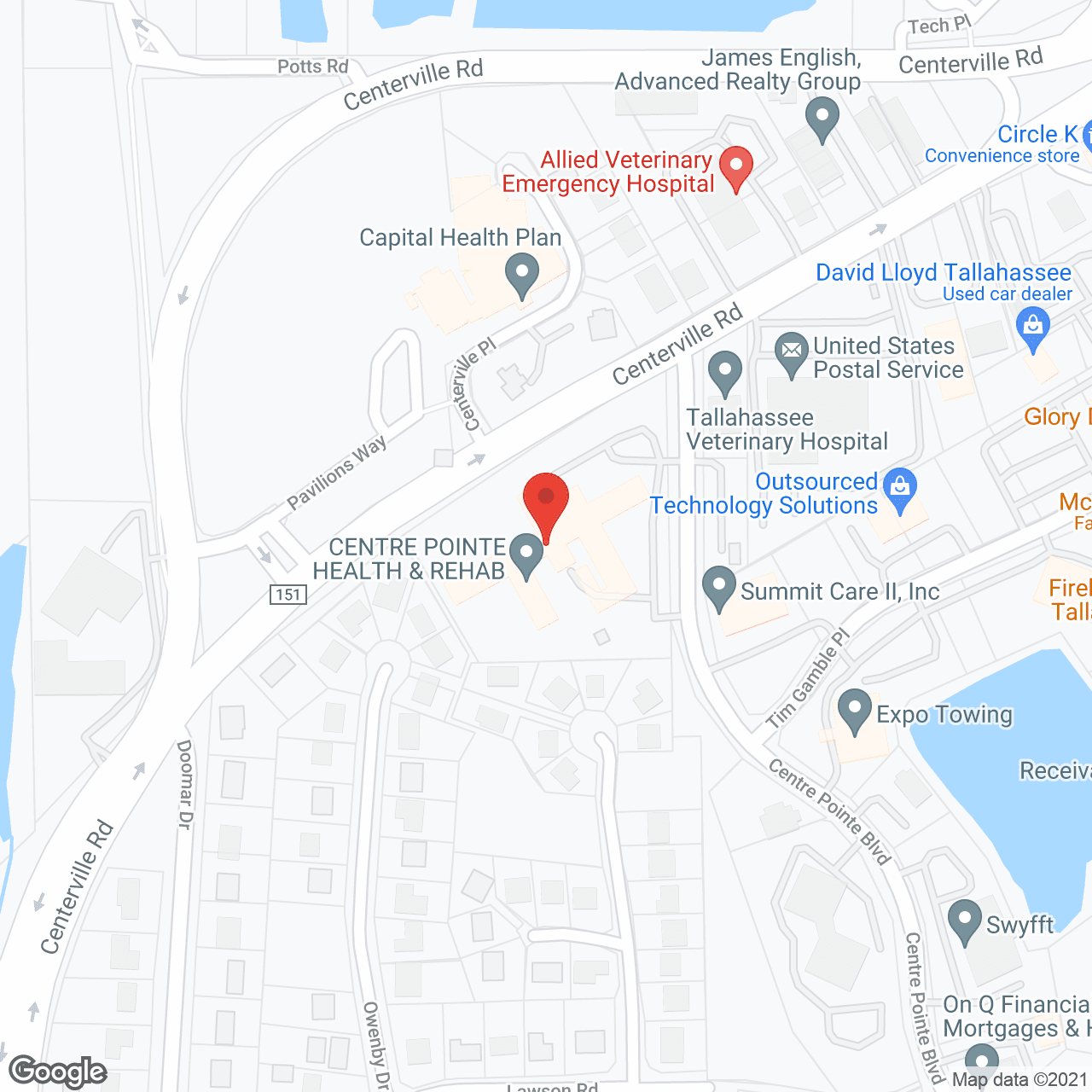 Map of the neighborhood around Centre Pointe Health And Rehabilitation Center