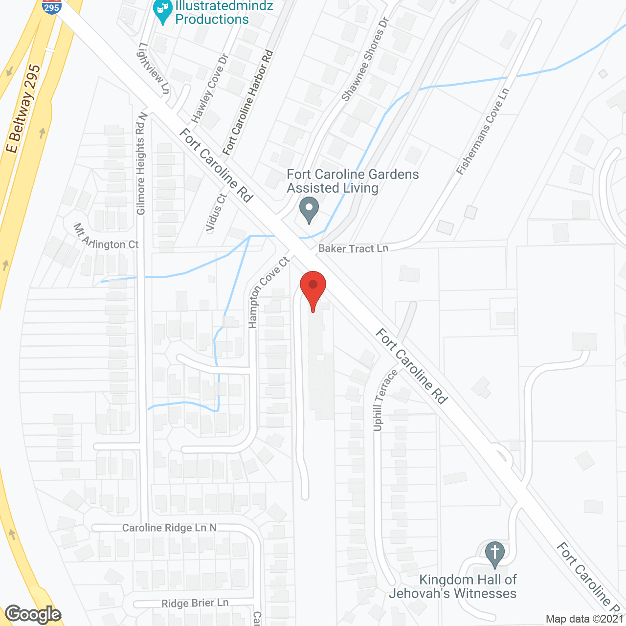 Map of the neighborhood around Fort Caroline Gardens
