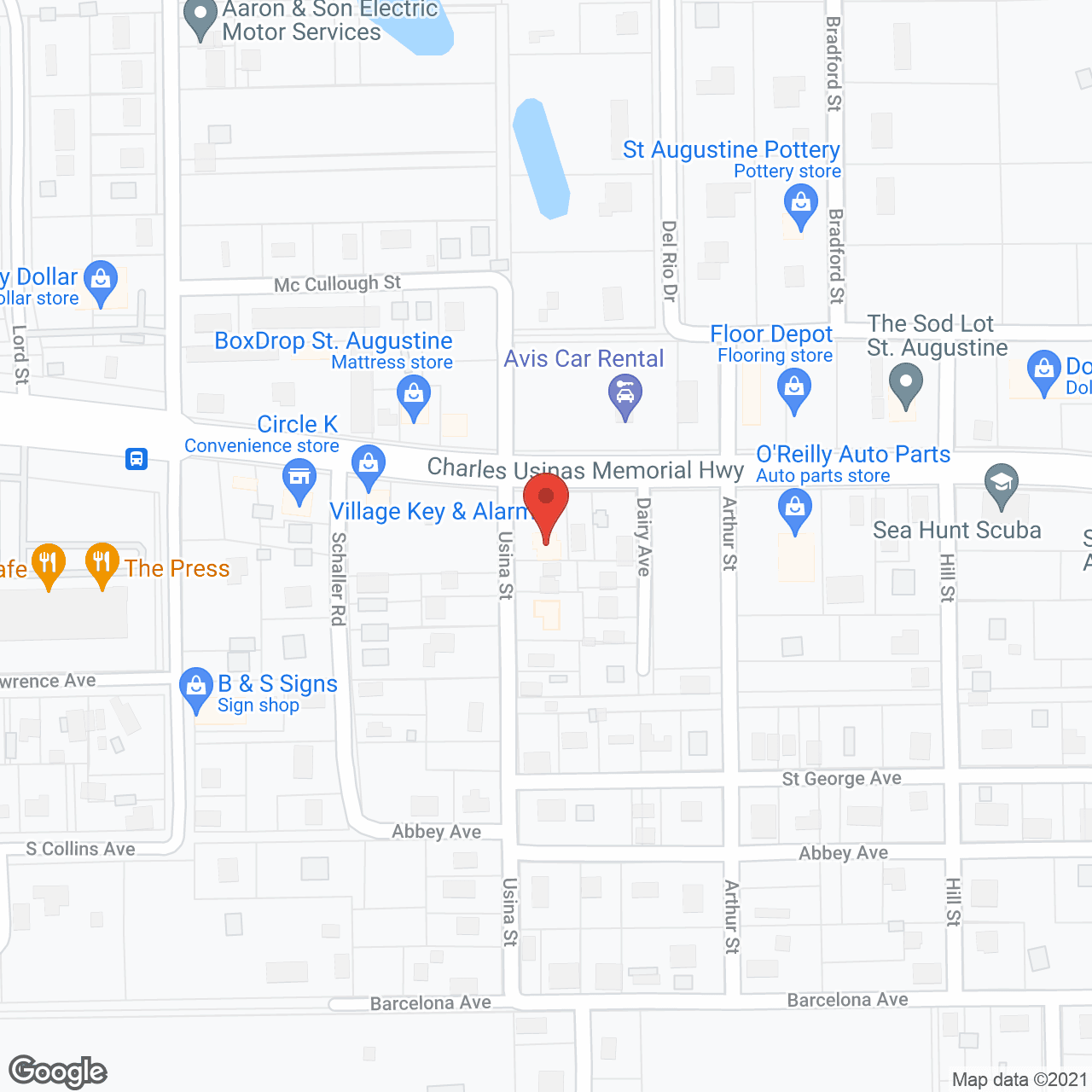 Map of the neighborhood around St Augustine Retirement Home