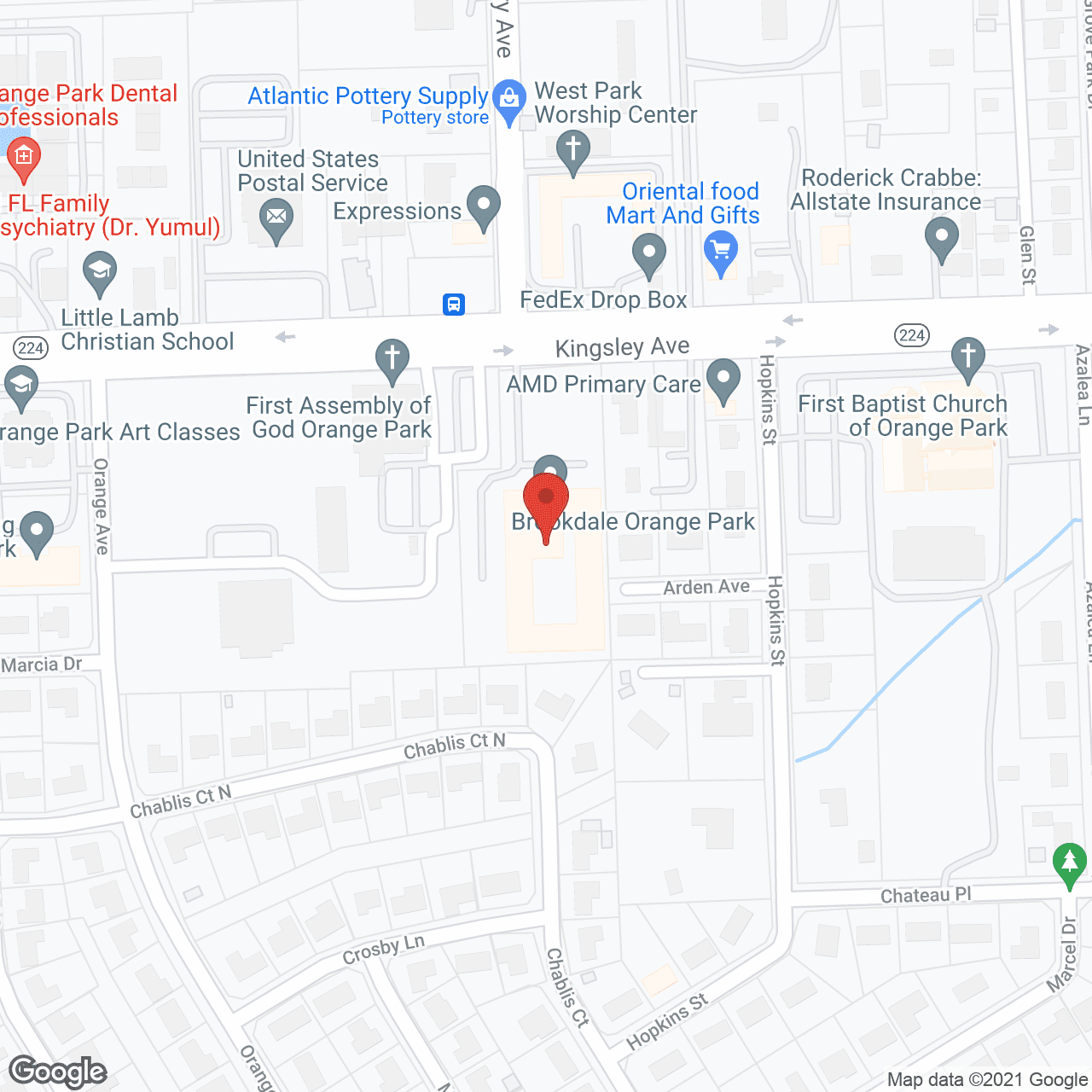 Map of the neighborhood around Marriott's Village Oaks at Orange Park