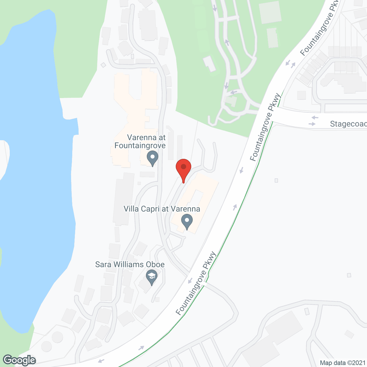 Map of the neighborhood around Oakmont of Varenna, a CCRC