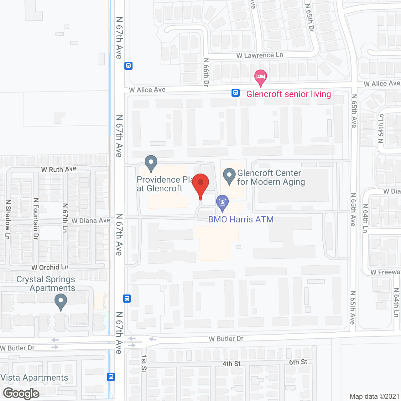 Map of the neighborhood around Glencroft Center For Modern Aging