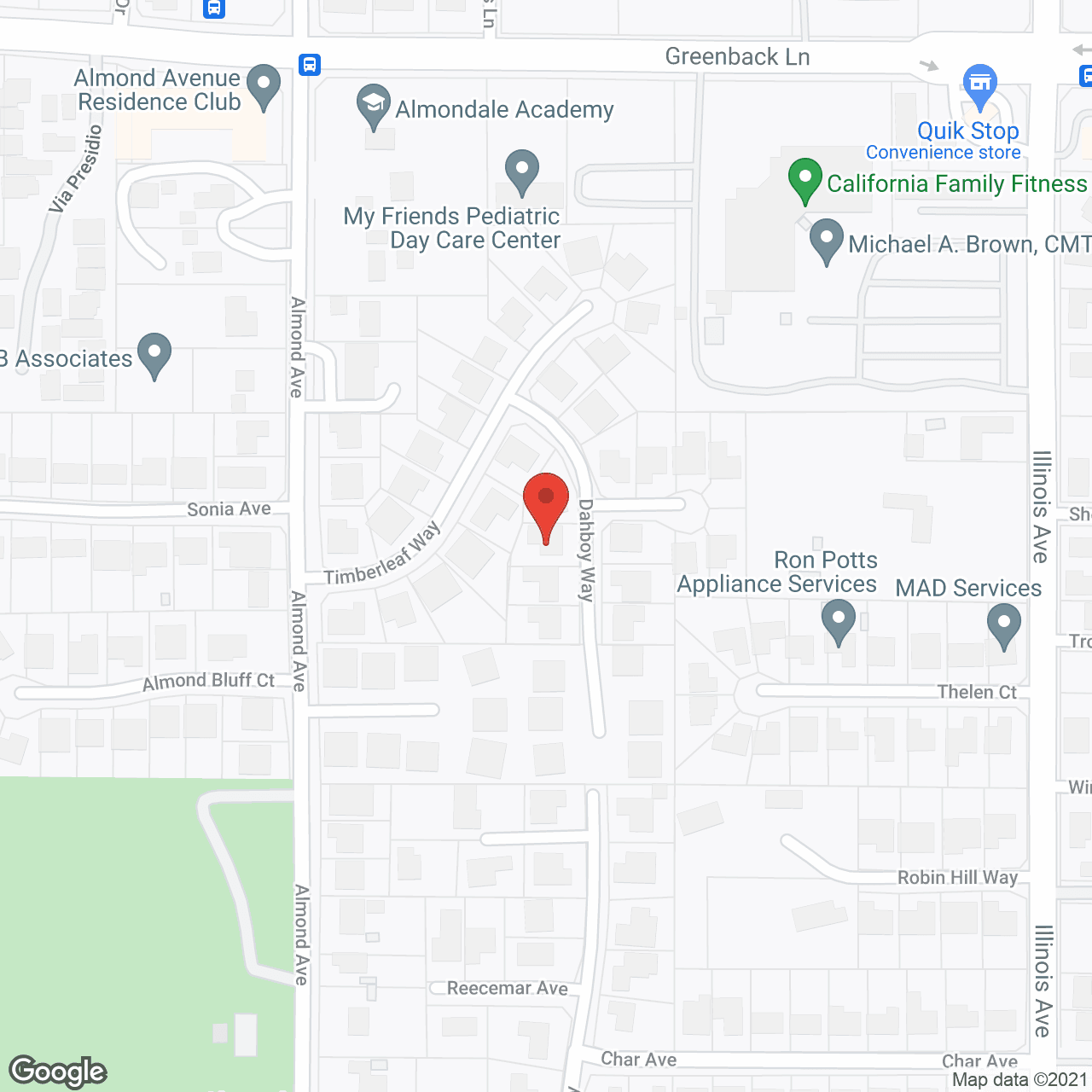 Map of the neighborhood around Gold Home I
