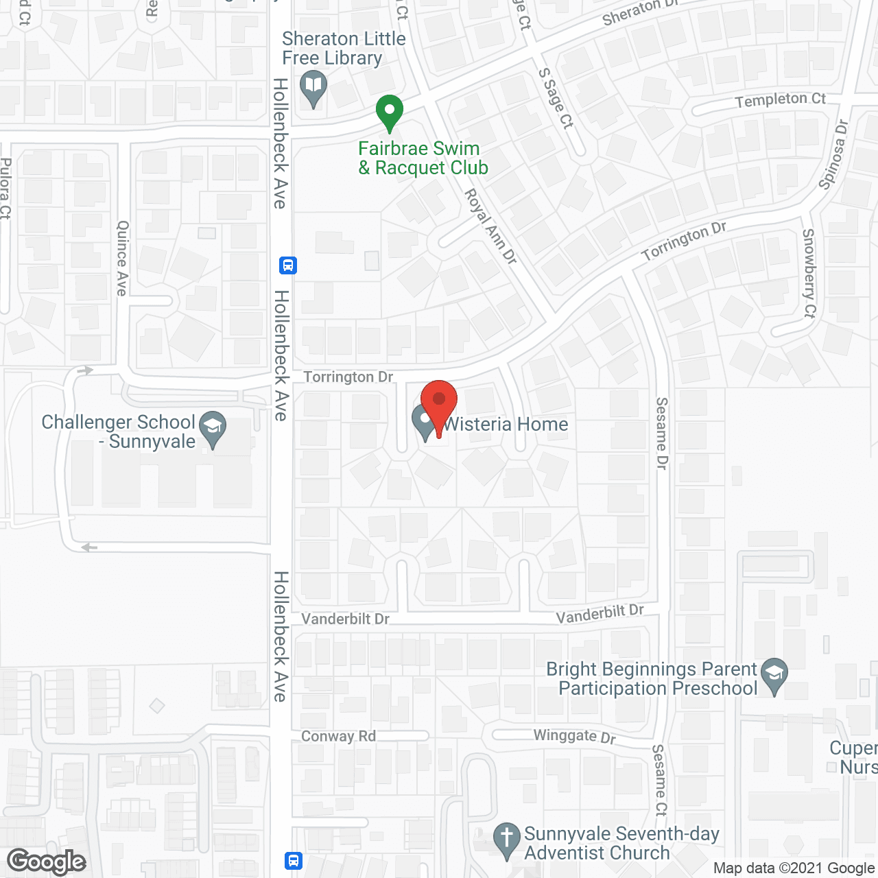 Map of the neighborhood around Wisteria Home